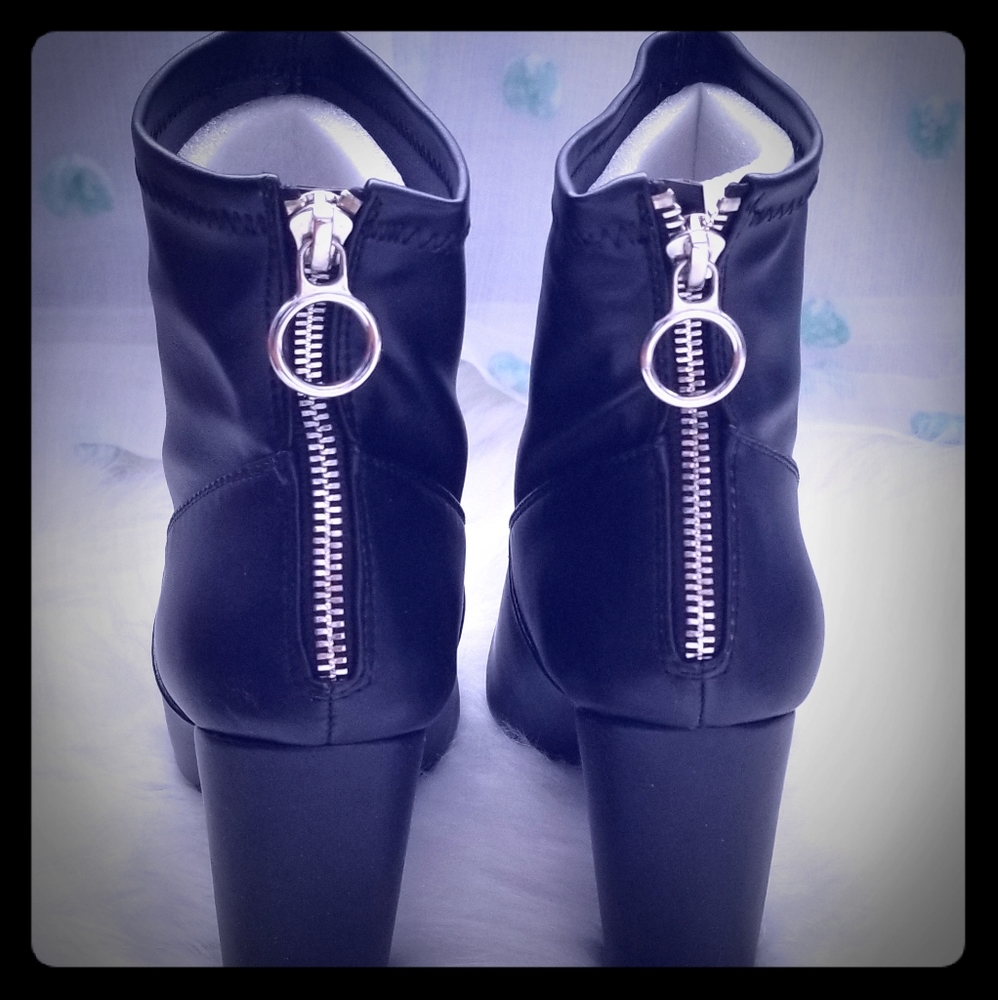 Black zipper booties